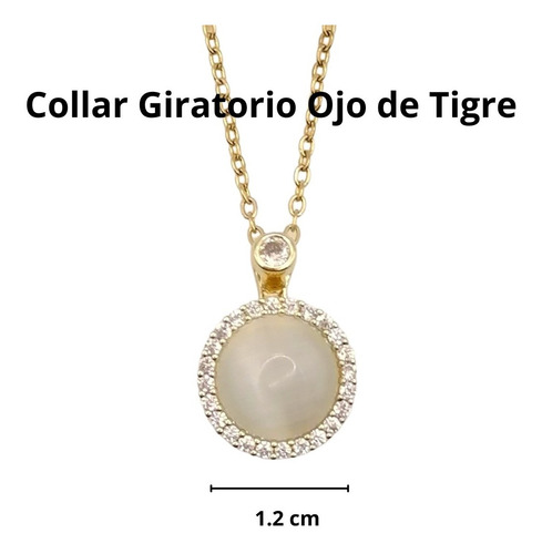 Collar Giratorio Mujer Ojo De Tigre Cristales Dorado Trendy