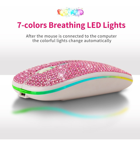 Zienstar Ratón Inalámbric Bluetooth Bling Recargable2.4g+5,2