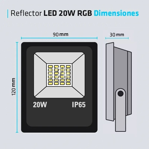 Imagen 5 de 10 de Reflector Led 20w Multiled Rgb 16 Colores Alta Potencia Exterior
