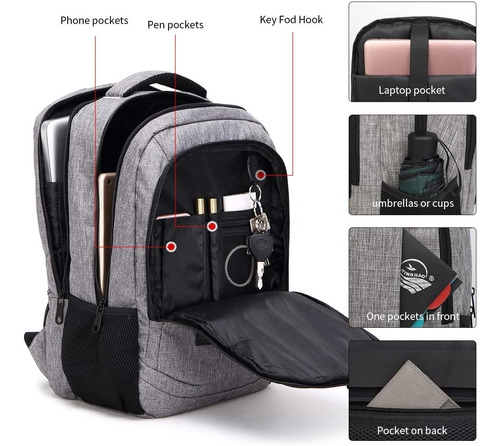 Imagen 6 de 9 de Mochila Antirrobo Para Computadora Puerto Usb Teletiendauy
