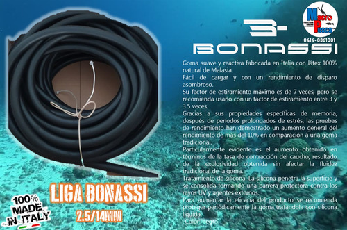 Liga/goma Bonassi Italiana Para Pesca Sub Marina 14mm