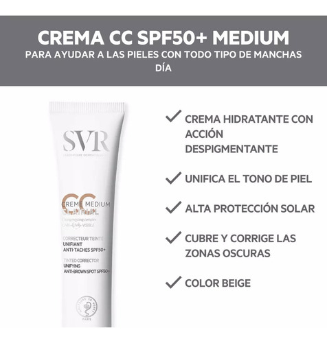 Svr Crema Clairial Cc Spf50+ Medium 40ml