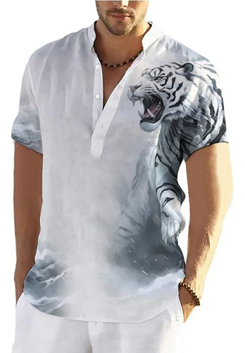 Tiger T-shirts Short Sleeve Tops Animal Graphic Streetwear