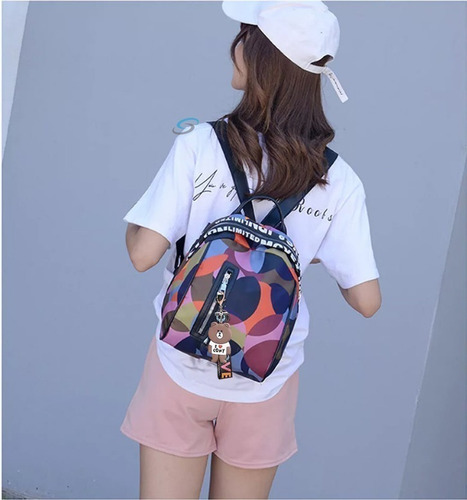 Imagen 3 de 9 de Bolsa Mochila Mujer Juvenil Cierre Antirrobo Back Pack Bk027