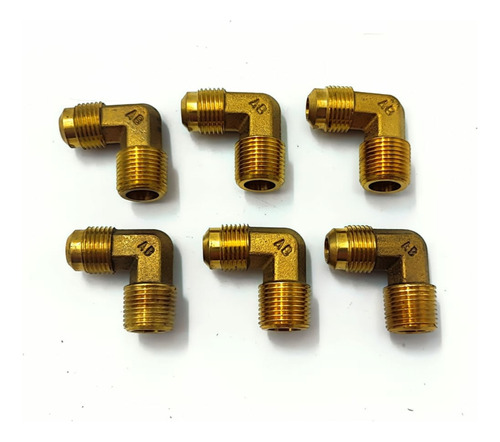 Codo Terminal 90° Bronce Para Gas 3/8  X 3/8 Anbec 6 Piezas