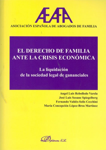 El Derecho De Familia Ante La Crisis Econãâ³mica. La Liquidaciãâ³n De La Sociedad De Gananciales, De Asociación Española De Abogados De Familia. Editorial Dykinson, S.l., Tapa Blanda En Español