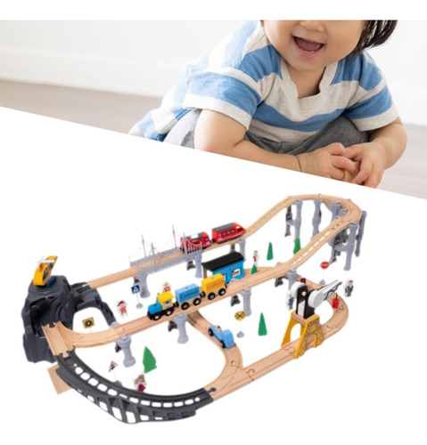 Conjunto De Trilhos De De Madeira, Brinquedo Montessori De