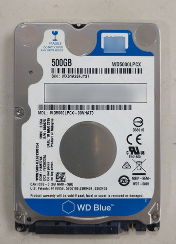 Disco Duro Interno Western Digital  Wd5000lpcx 500gb Azul