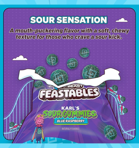 Gomitas Mr Beast Feastables Sour Blue Raspberry Karl's Gumm