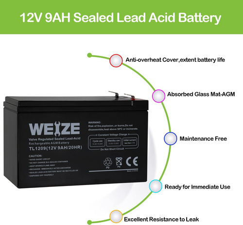 Batería De 12v 9ah, Batería De Plomo Ácido Sellada T...