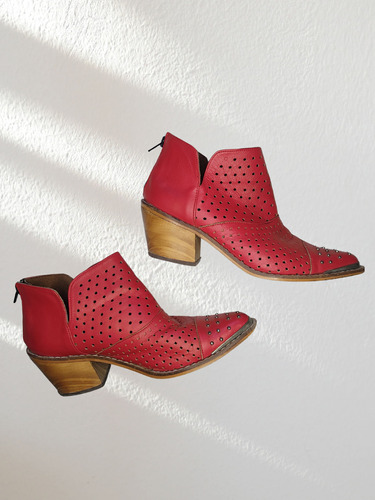 Botines Rojo Cuero  Jackie Shoes  N°37