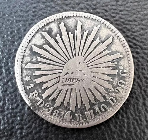 Moneda De Un 1 Real Plata 1834 Durango Do Rm Aguila Francesa