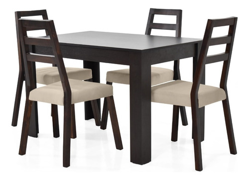 Comedor Voru 4 Puestos + Sillas Duncan Patas Caramelo Color Taupe