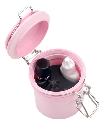 Bote hermético con cierre para guardar pegamento rosa para extensiones de pestañas