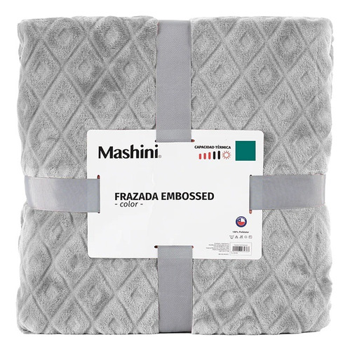  Frazada Frannel Termica 2 Plazas Gris Embossed De Mashini