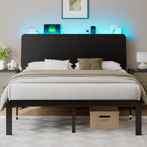 Base De Cama Matrimonial Con Cabecera Ergonómica Y Led