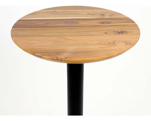 Mesa de esquina monopié de madera maciza de teca para sala de estar, 40 cm