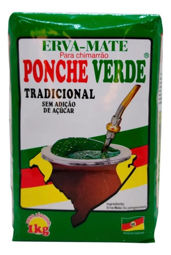 Yerba Mate Ponche Verde Chimarrao Gaucho 1kg Original Importada De Brasil