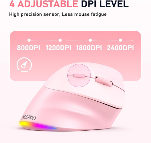 Ratón Ergonómico Meetion, Ratón Vertical Inalámbrico Rgb Bac