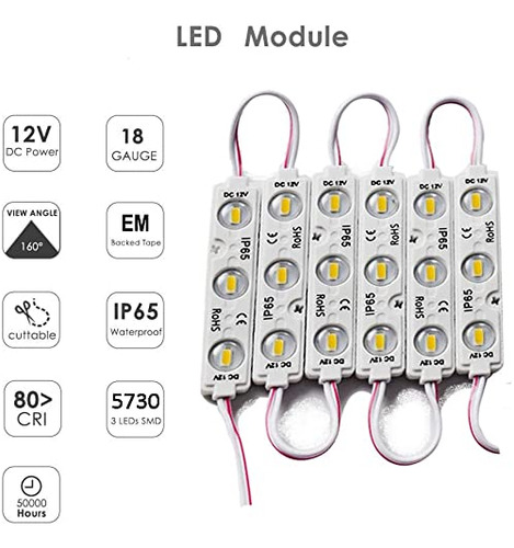 Módulo Led (blanco, 20 Piezas), 75 X 15 Cm