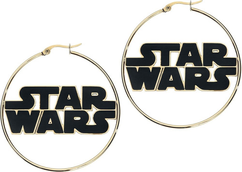 Star Wars Pendientes De Aro De Acero Inoxidable Con Logotip.