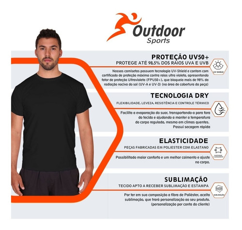 Imagem 5 de 6 de Camiseta Slim Manga Curta Proteção Solar Uv50 Tecido Gelado