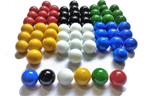 Damas Chinas 60 Canicas De Vidrio Tab. Madera Color Natural