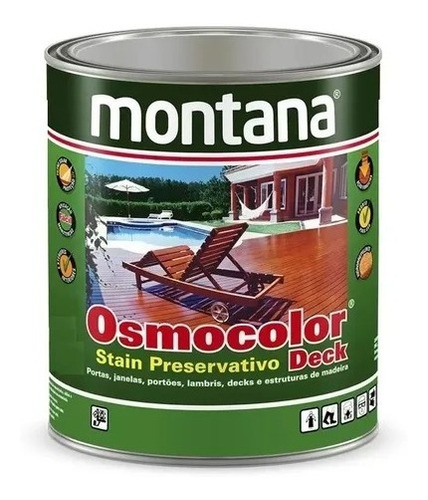 Stain Osmocolor Montana Uv Deck 0,9lt Castanho Acabamento Acetinado
