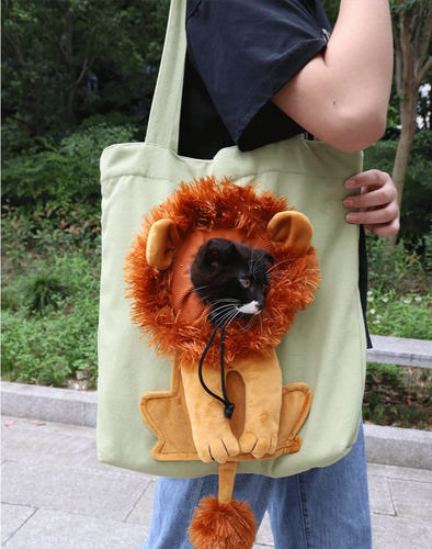 Bolsa De Ombro De Lona Em Formato De Leão Para Cães Pequenos