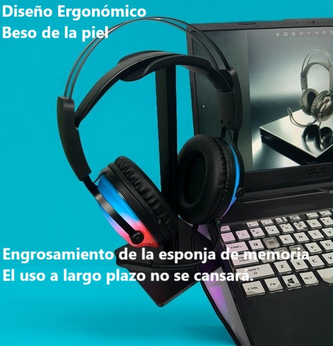 Audífonos Gamer Auriculares D22 Con Micrófono Luz Rgb Led