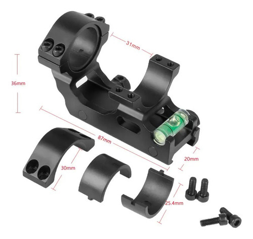 Mount Curto West 20 22mm Suporte Luneta 30mm E 25,4mm Nfe