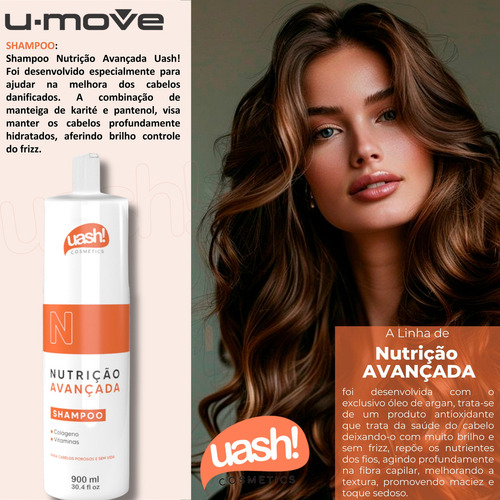 Shampoo Uash Nutrição Avançada 900ml Colageno E Vitaminas