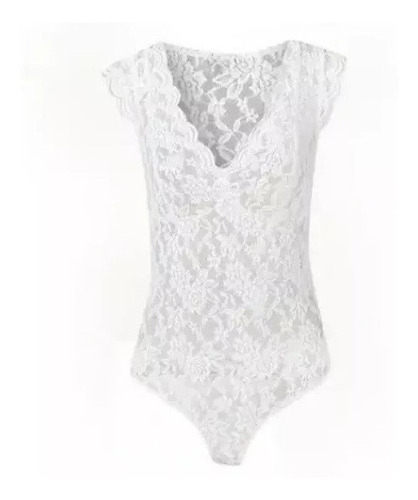 Body Sin Mangas Sexy Con Cuello En V Para Mujer Encaje Solid