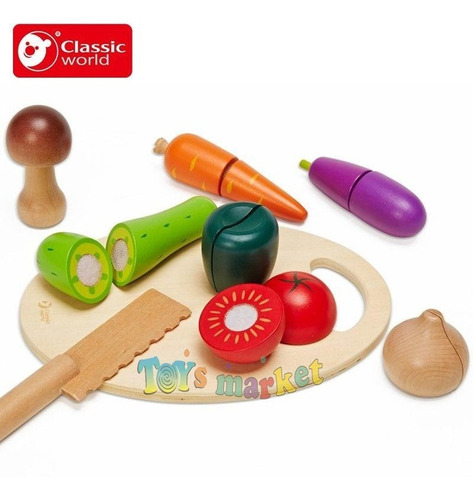 Imagen 3 de 6 de Verduras O Frutas De Madera Con Abrojos Cortar Classic World