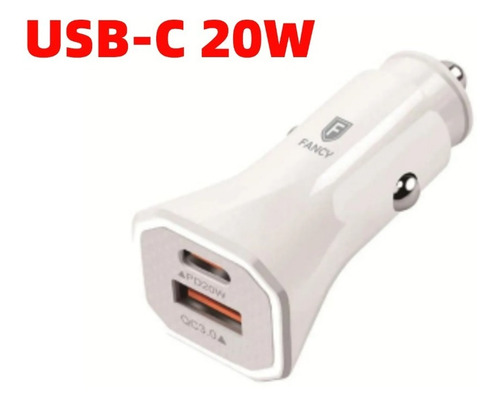 Carregador Veicular Turbo 38w 2 Entradas Usb 3.0 Usbc Tipo C