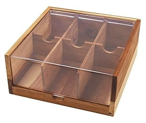 Htb - Organizador De Bolsas De Té De Madera De Acacia, 6 Com