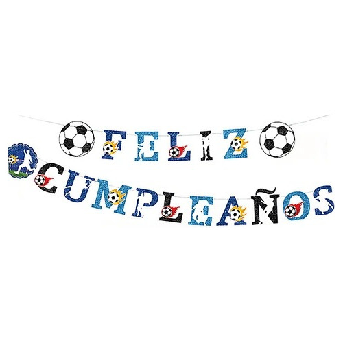 Guirnalda Feliz Cumpleaños Futbol - Letras De 18 X 13 Cm