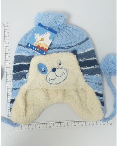 Gorro Lana Tejido Frio  Invierno  Niño Azul Claro