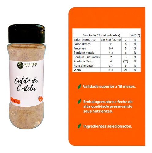 Caldo Costela Kit 2 50g Pote Com Dosador Sabor E Praticidade