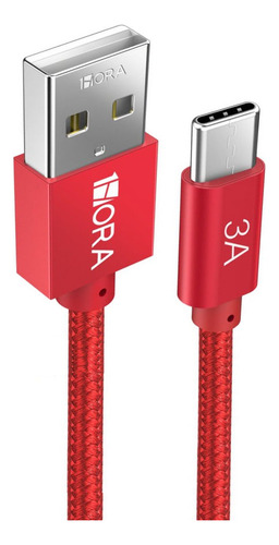 Cabo Carregamento 1hora Usb 2.0 A/c 3a Macho 2m Vermelho