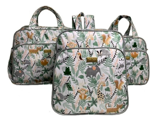 Kit Mala Mamãe Com Mochila Escolar Safari Bebê 3 Peças