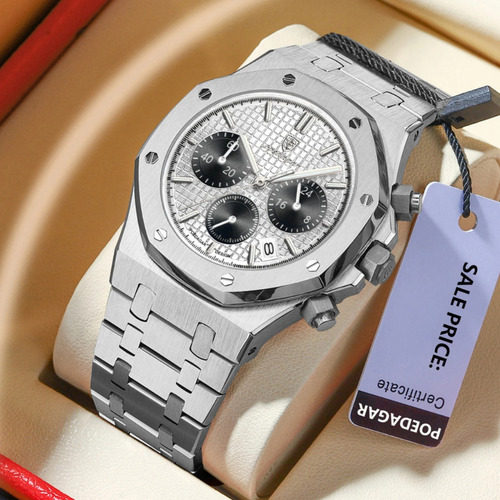Reloj Poedagar Octogonal Plata Lujo Hombre Royal Oak Poe014