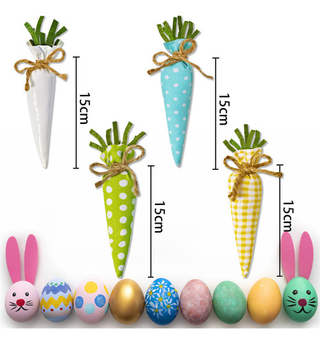 N 8 Piezas De Decoraciones De Zanahoria De Pascua A Cuadros