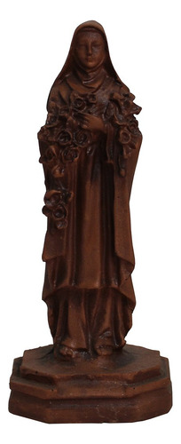 Resina 15 Cm Sta Terezinha Pintura Efeito Madeira