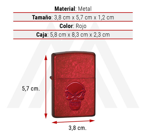 Imagen 7 de 10 de Encendedor Zippo Lighter Red Doom Rojo Calavera