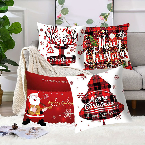 Juego De 4 Fundas De Almohada P Para Navidad, 17,71 X 17,71