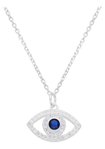 Collar Cadena Mujer Dije Cristal Ojo Turco Protector Plata