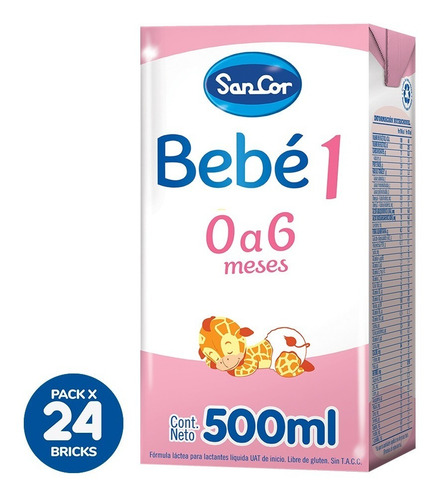Imagen 1 de 8 de Leche Sancor Bebe 1 (0 A 6m) Nut. Comp. 500ml X 24 Uni