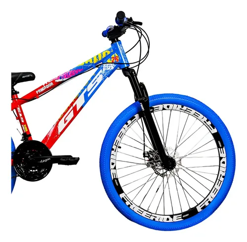 Bicicleta Grau Gts Predador Aro 26 Freeride 21v Shimano Pc Cor Vermelho/azul Tamanho Do Quadro 13