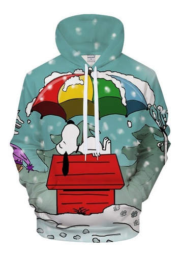 Sudadera Patrón Digital Casual Lindo Snoopy Color Paraguas